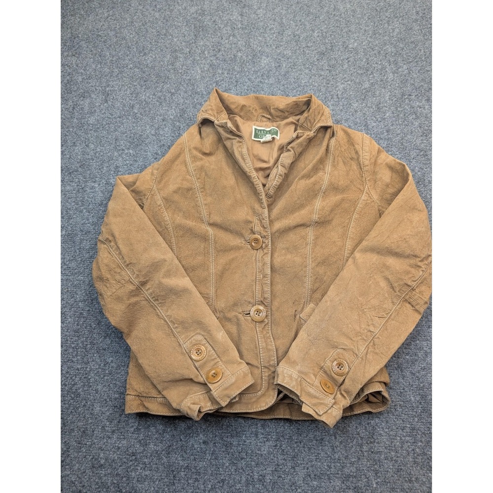 Bernardo Green Jacket Womens Small Brown Cotton‎ Button Front Collared Lined